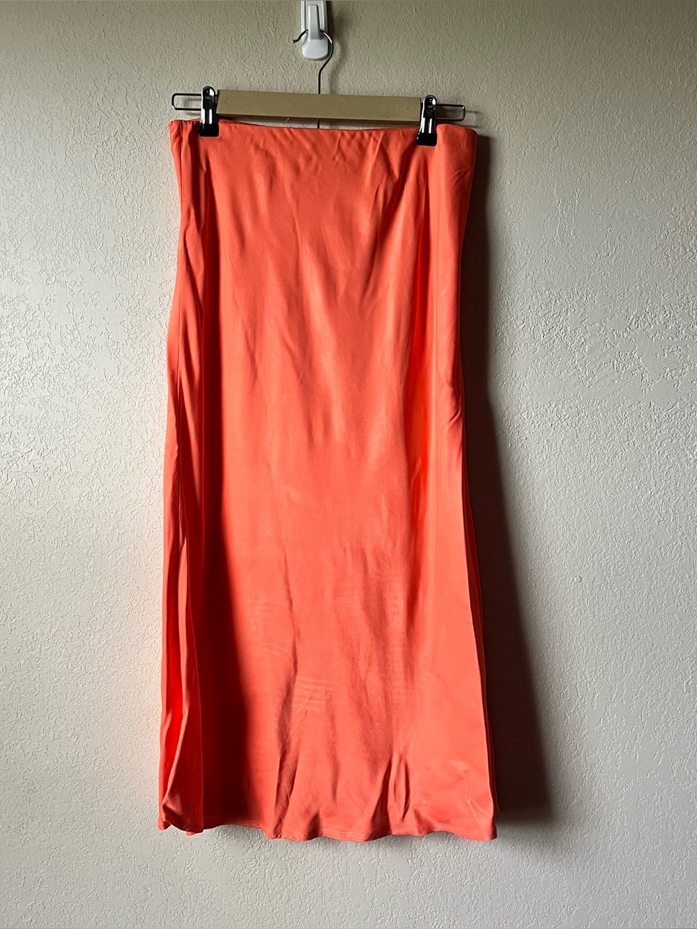 By Anthropologie Coral Midi Slip Skirt